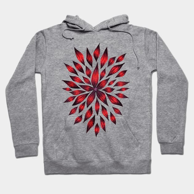 Beautiful Abstract Red Flower Doodle Hoodie by Boriana Giormova